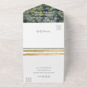 BM Bar Bat Mitzvah Grüntöne Silvers All In One Einladung (Außenbereich)