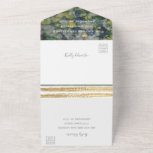 BM Bar Bat Mitzvah Grüntöne Silvers All In One Einladung (Außenbereich)