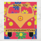 BM Bar Bat Mitzvah Hippie Blume Weinetikett (Einzelnes Label)