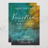 BM Bar Bat Mitzvah Save the Date aus dieser Welt (Vorne/Hinten)