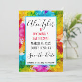 BM Bar Bat Mitzvah Splash Save the Date (Stehend Vorderseite)