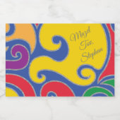 BM Bar Bat Mitzvah Wirbel Mini Schaumweinetikett (Einzelnes Label)