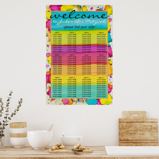 BM Bar N Bat Mitzvah Confetti Sitzplan Poster (Küche)