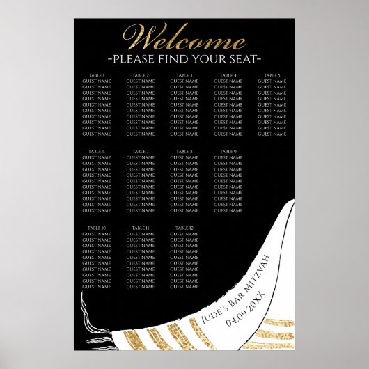 BM Bar N Bat Mitzvah Gold Tallit Seekarte Poster (Vorne)