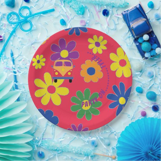 BM Bar oder Bat Mitzvah Blume Papierplatte Pappteller (Party)