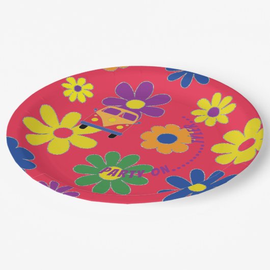 BM Bar oder Bat Mitzvah Blume Papierplatte Pappteller (Schrägansicht)