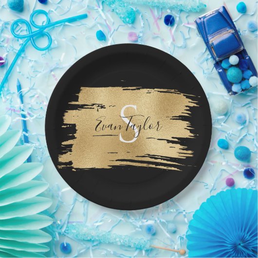 BM Bar oder Bat Mitzvah Elegant Gold Paper Plate Pappteller (Party)