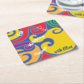 BM Bar oder Bat Mitzvah Farbige Wirbel Rechteckiger Pappuntersetzer (angewinkelt)