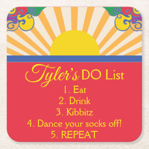 BM Bar oder Bat Mitzvah Ließ Sunshine in Rechteckiger Pappuntersetzer