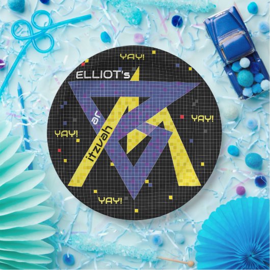 BM Bar oder Bat Mitzvah Paper Plate GAME ON Pappteller (Party)