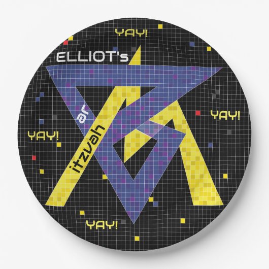 BM Bar oder Bat Mitzvah Paper Plate GAME ON Pappteller (Vorderseite)