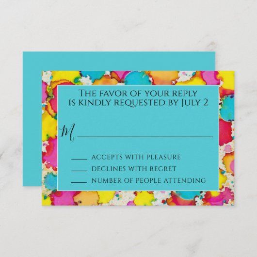 BM Bar oder Bat Mitzvah UAWG Ein kleiner Farbschim RSVP Karte (Vorne/Hinten)