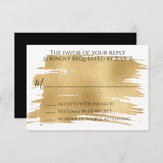 BM Bar oder Bat Mitzvah UAWG Elegantes Gold und Sc RSVP Karte (Vorne/Hinten)