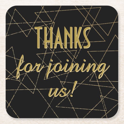 BM Bar or Bat Mitzvah Black Gold Stars Rechteckiger Pappuntersetzer (Vorderseite)