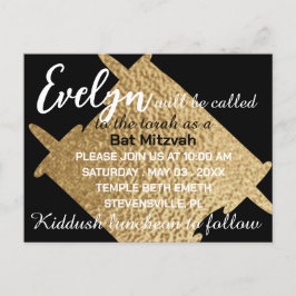 BM Bar or Bat Mitzvah Black N Gold Torah Postkarte