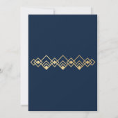 BM Bar or Bat Mitzvah Blue n Gold Art Deco Einladung (Rückseite)