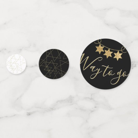 BM Bar or Bat Mitzvah Confetti Elegante Goldstars Konfetti (Rückseiten)