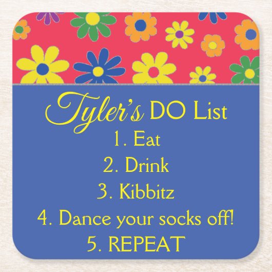 BM Bar or Bat Mitzvah Flower Rechteckiger Pappuntersetzer (Vorderseite)