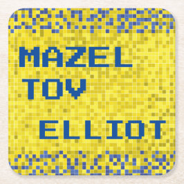 BM Bar or Bat Mitzvah GAME AUF ZU Rechteckiger Pappuntersetzer