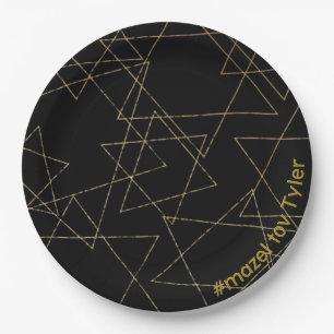 BM Bar or Bat Mitzvah Gold Stars Pappteller