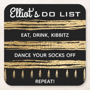 BM Bar or Bat Mitzvah GOLD TALLIT Rechteckiger Pappuntersetzer