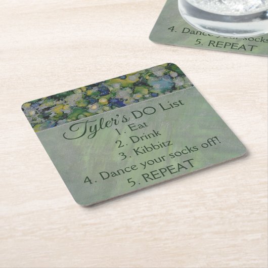 BM Bar or Bat Mitzvah Grüntöne Silvers Rechteckiger Pappuntersetzer (angewinkelt)