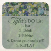 BM Bar or Bat Mitzvah Grüntöne Silvers Rechteckiger Pappuntersetzer (Vorderseite)