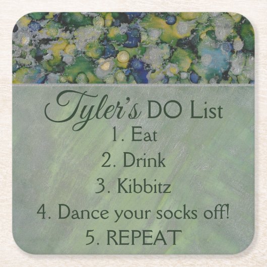 BM Bar or Bat Mitzvah Grüntöne Silvers Rechteckiger Pappuntersetzer (Vorderseite)