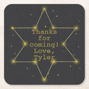 BM Bar or Bat Mitzvah Space Star von David Rechteckiger Pappuntersetzer