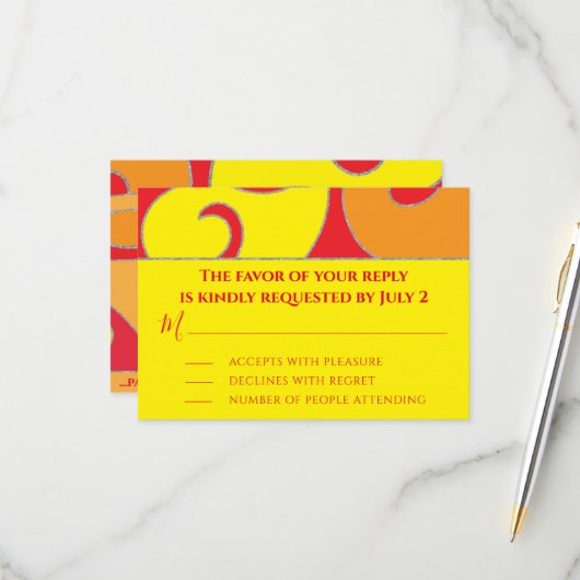 BM Bar or Bat Mitzvah UAWG Silvery Wirbel RSVP Karte (Vorderseite/Rückseite Beispiel)