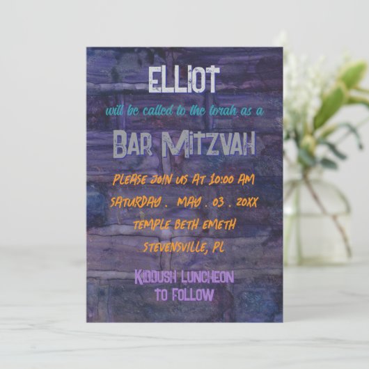 BM Bar or Bat Mitzvah Wall Deko Einladung (Stehend Vorderseite)