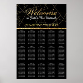 BM Bar und Bat Mitzvah Gold Stars Seekarte Poster