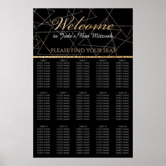 BM Bar und Bat Mitzvah Gold Stars Seekarte Poster (Vorne)