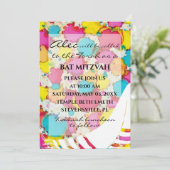 BM Bat Bar Mitzvah Confetti Tallit Einladung (Stehend Vorderseite)