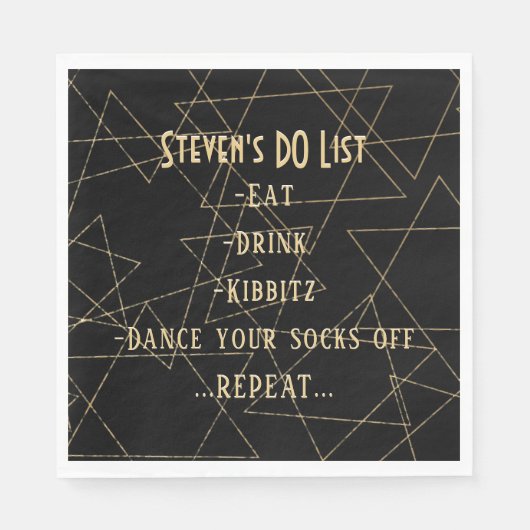 BM Bat Bar Mitzvah Gold Stars Serviette (Vorderseite)