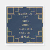 BM Bat Bar Mitzvah Navy Art Deco Serviette (Vorderseite)