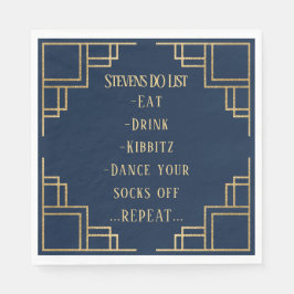 BM Bat Bar Mitzvah Navy Art Deco Serviette