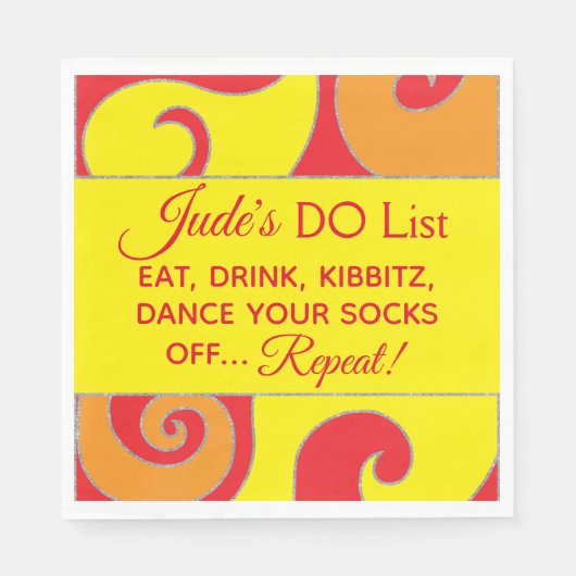 BM Bat Bar Mitzvah Silvery Wirbel Napkins Serviette (Vorderseite)