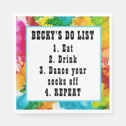 BM Bat Bar Mitzvah Splash of Color Serviette (Vorderseite)