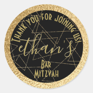 BM Bat Mitzvah Bar Mitzvah Gold Stars Runder Aufkleber