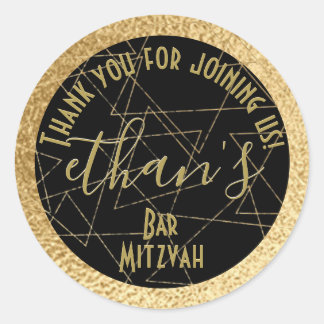 BM Bat Mitzvah Bar Mitzvah Gold Stars Runder Aufkleber