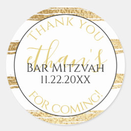 BM Bat Mitzvah Bar Mitzvah Gold Streifen Elegant Runder Aufkleber