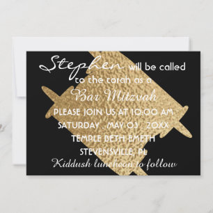 BM Bat Mitzvah Bar Mitzvah Gold Tora 5 x 7 Einladung