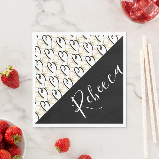 BM Bat Mitzvah oder Bar Mitzvah Gold und Black Serviette (Beispiel)