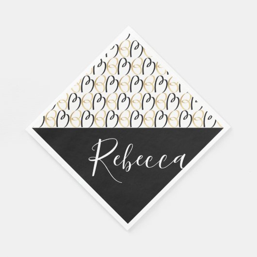 BM Bat Mitzvah oder Bar Mitzvah Gold und Black Serviette (Ecke)