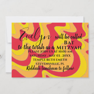 BM Bat N Bar Mitzvah Silvery Waves Einladung