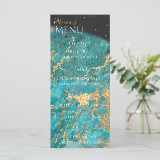 BM Bat oder Bar Mitzvah aus diesem Weltmenü Menükarte (Stehend Vorderseite)