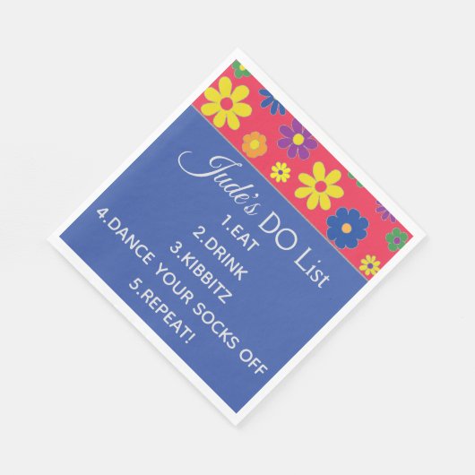 BM Bat oder Bar Mitzvah Flowins Napkins Serviette (Ecke)