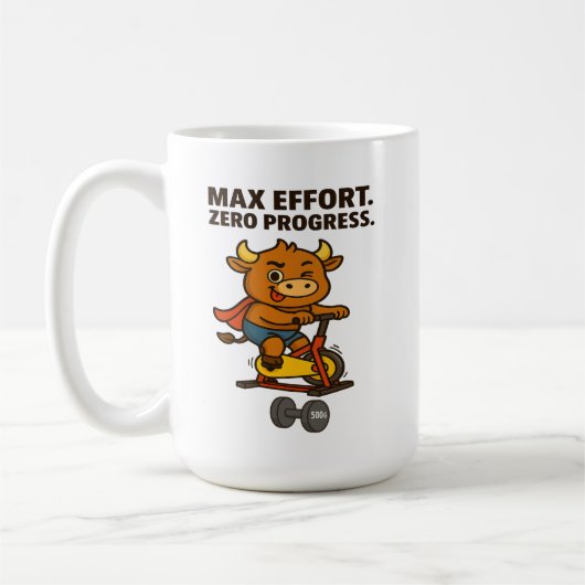 BMax Effort Null Fortschritt - Funny Bullio Gym Kaffeetasse (Links)