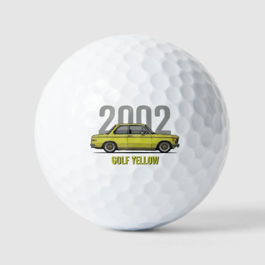 BMW 2002 Golf Yellow Oldtimer Golfball (Vorderseite)
